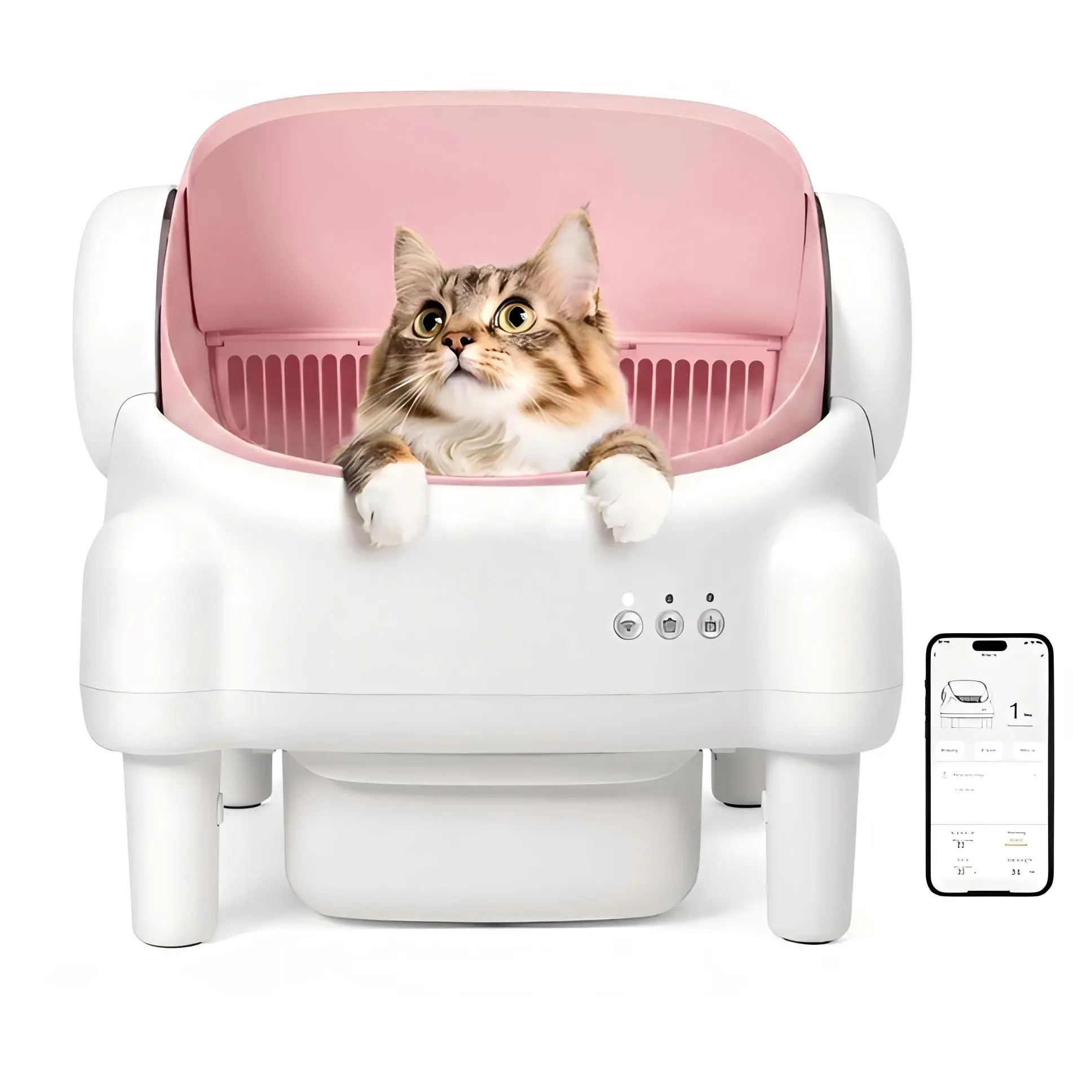 Open Top Automatic Litter Box for Cats with App Control & Odor Control