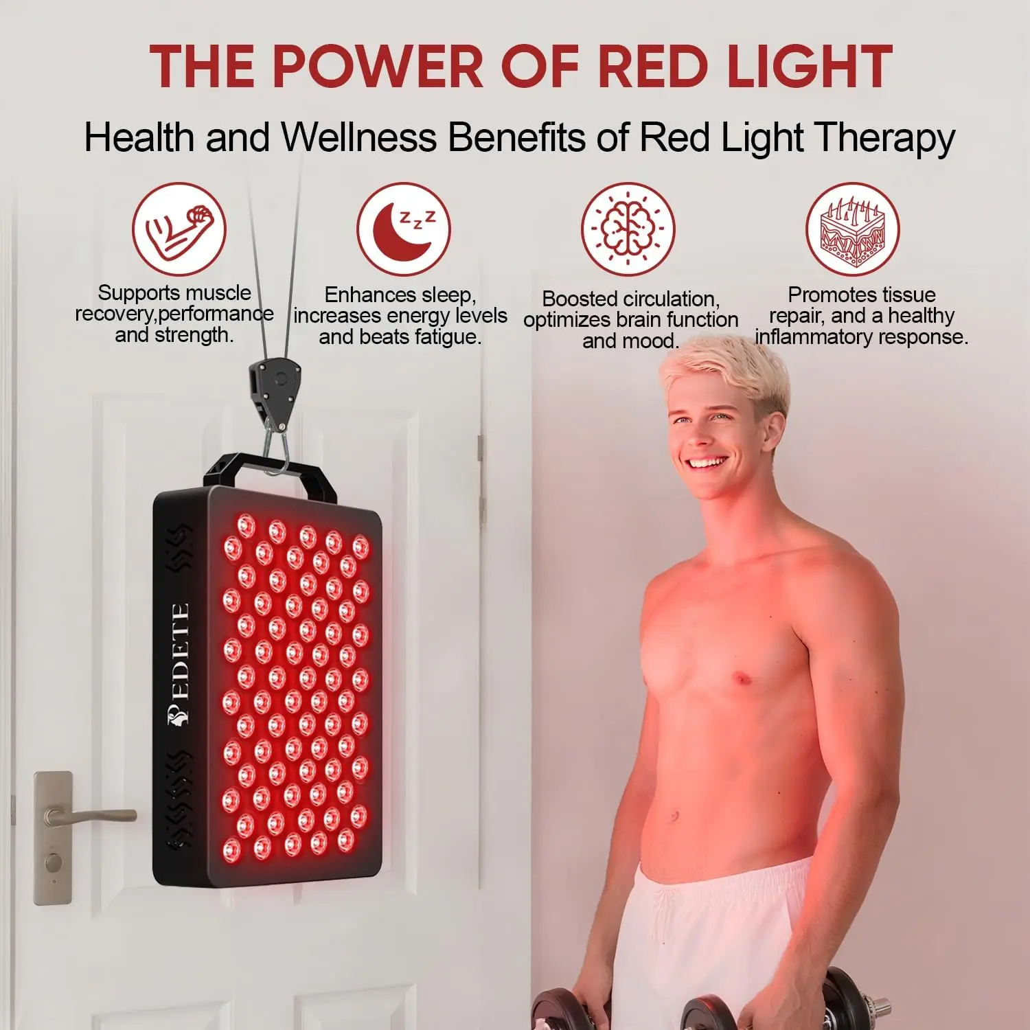 PEDETE Red Light Therapy Panel for Skin & Body Recovery