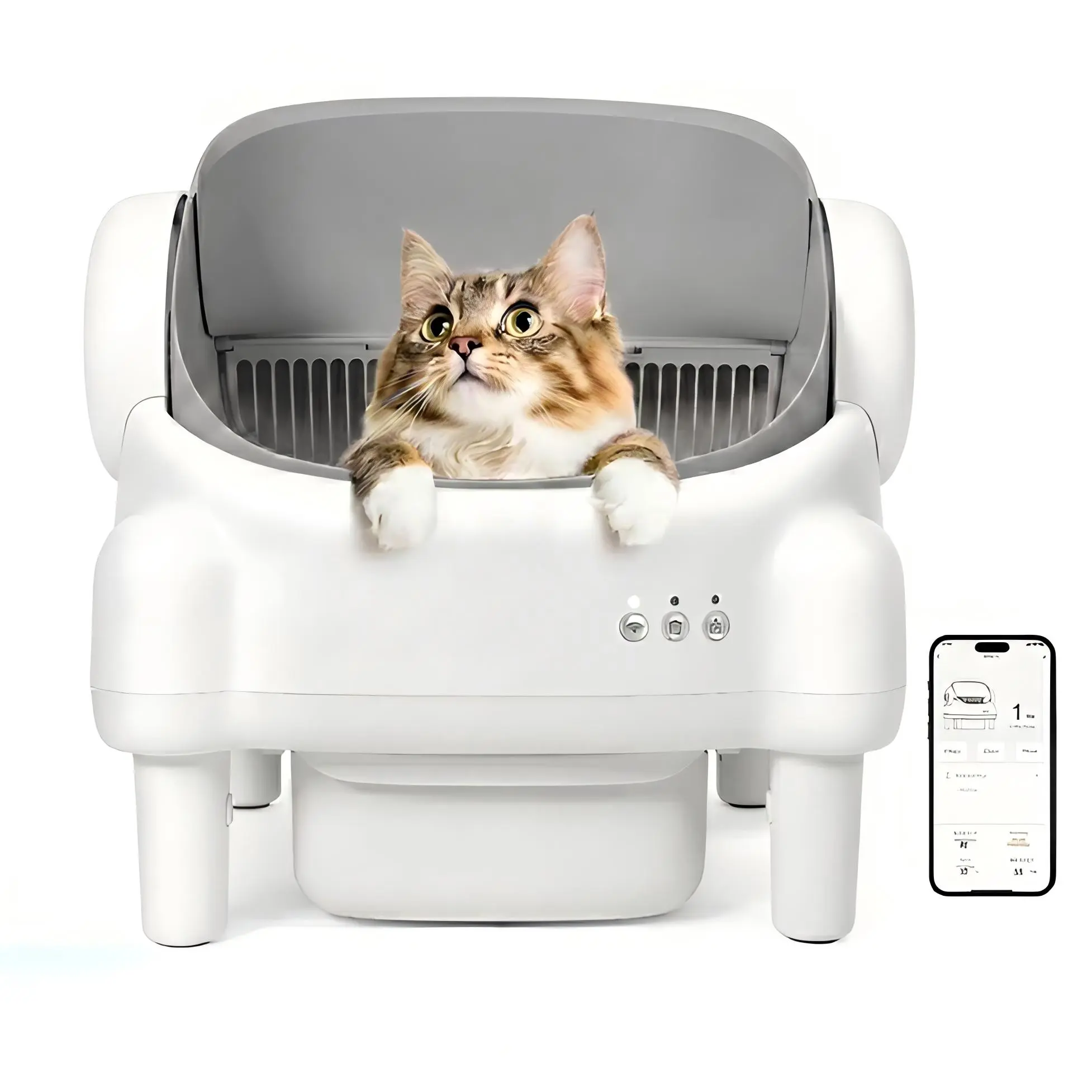 Open Top Automatic Litter Box for Cats with App Control & Odor Control