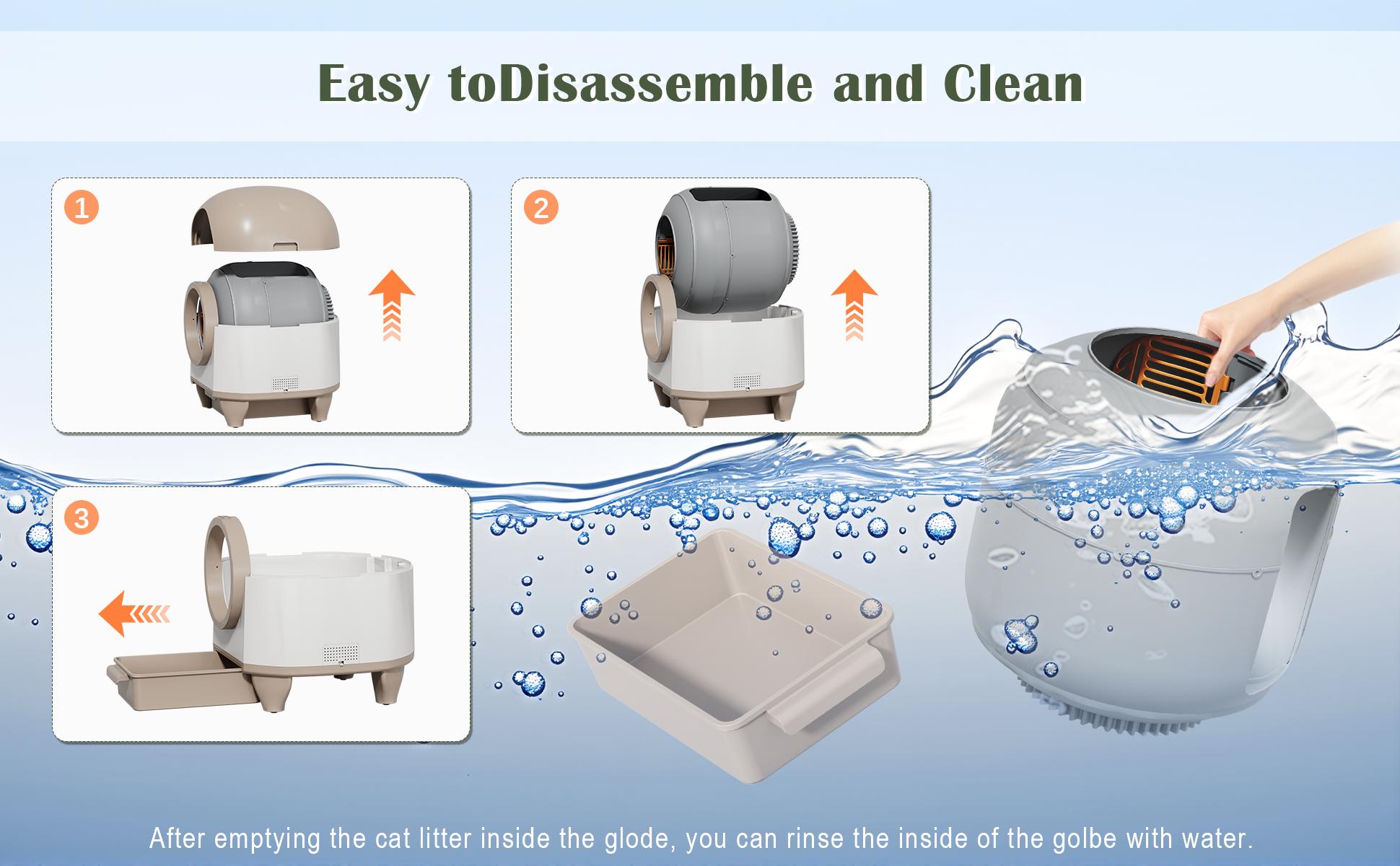 Large automatic cat litter box interior