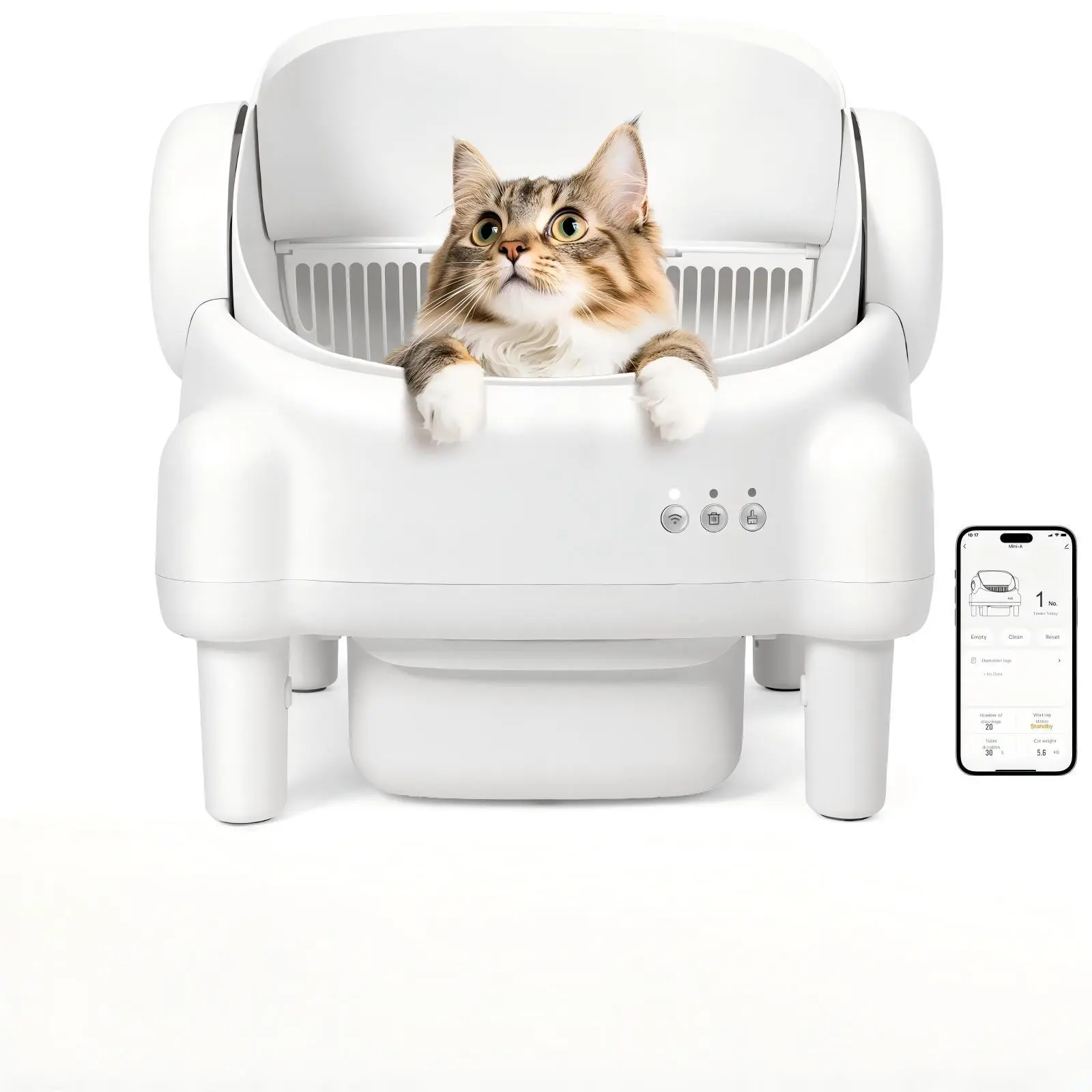 Open Top Automatic Litter Box for Cats with App Control & Odor Control