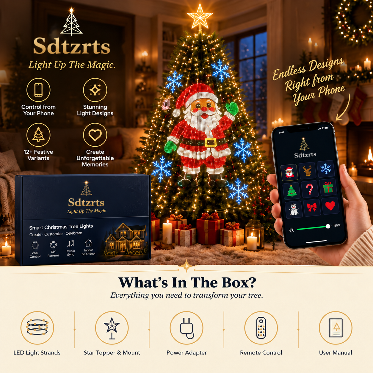 Smart Christmas Tree Lights – App Control, Music Sync & DIY Designs
