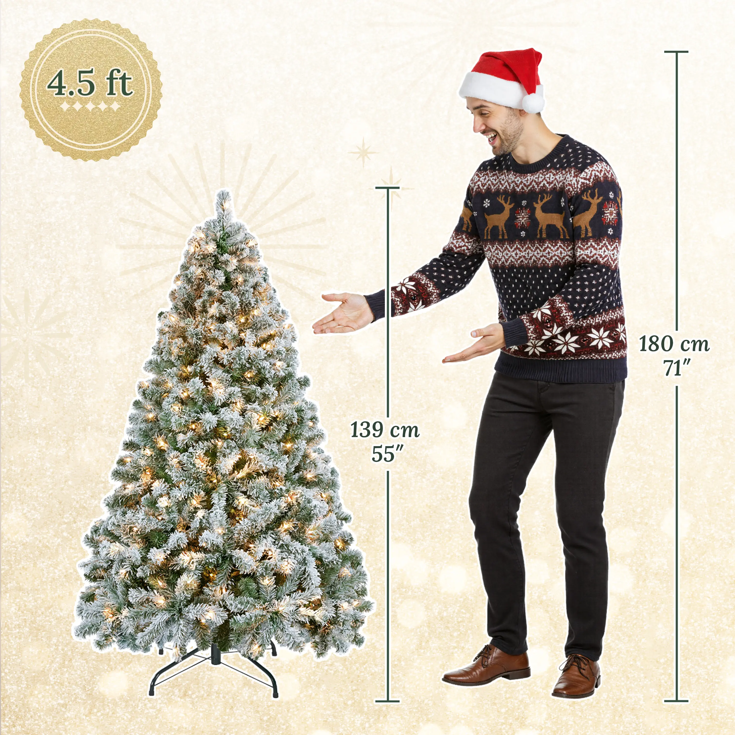 Artificial Christmas tree - Flocked Green-4.5FT