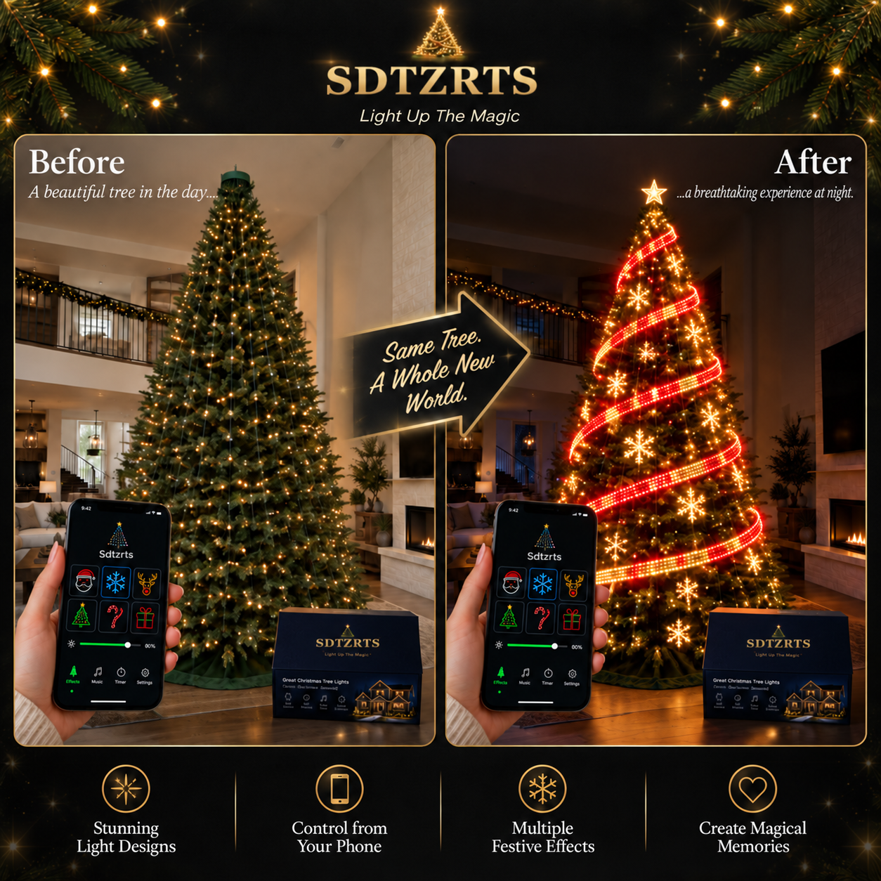 Smart Christmas Tree Lights – App Control, Music Sync & DIY Designs