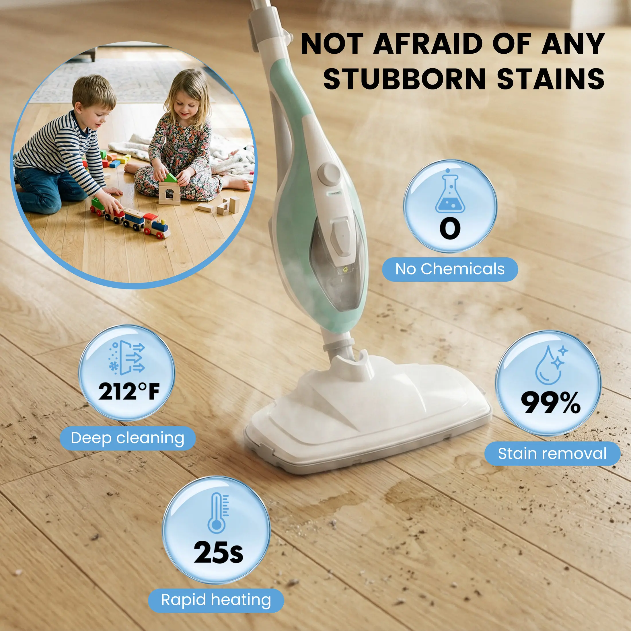 Lightweight Electric Steam Mop, Detachable Handheld ZQ01