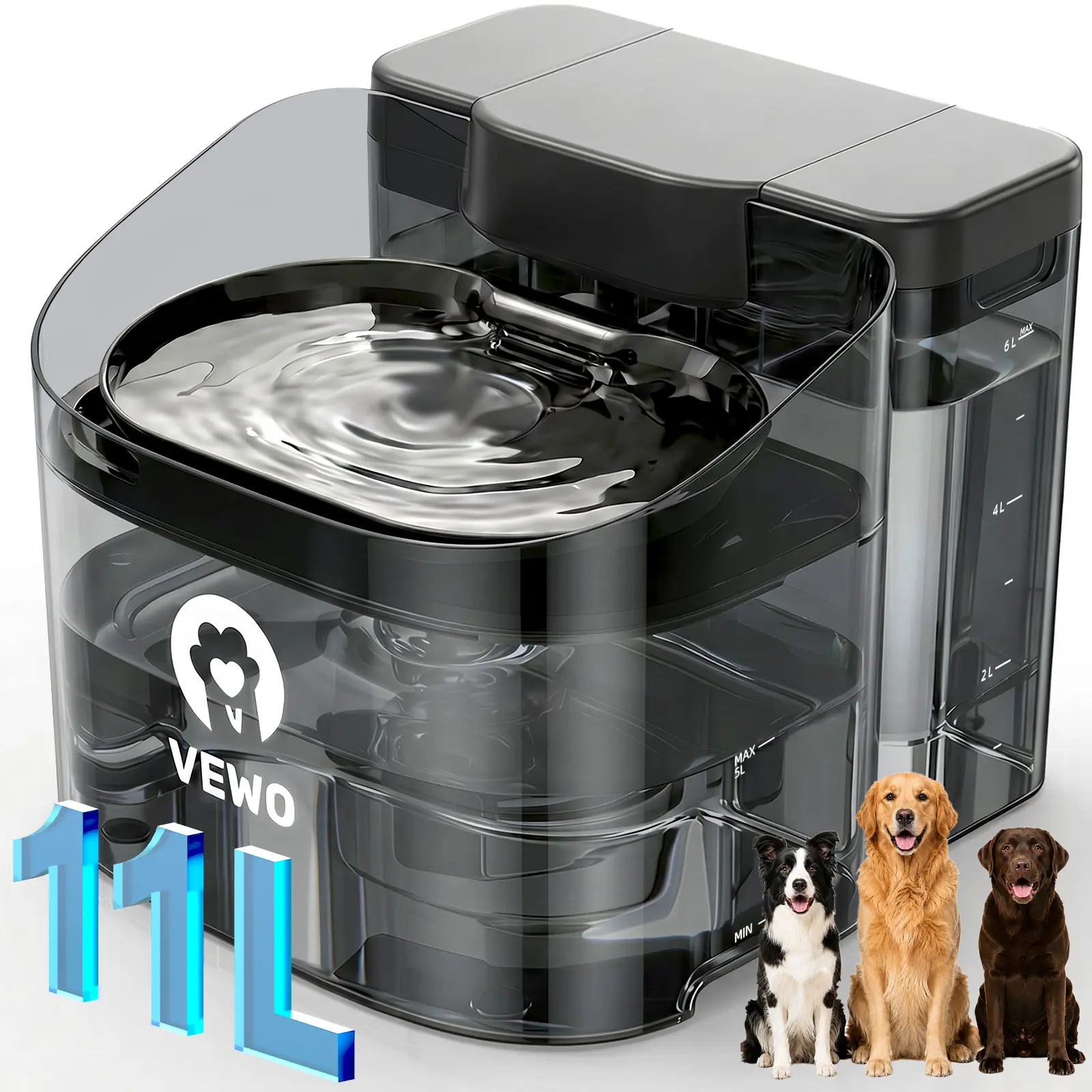 White dog water fountain