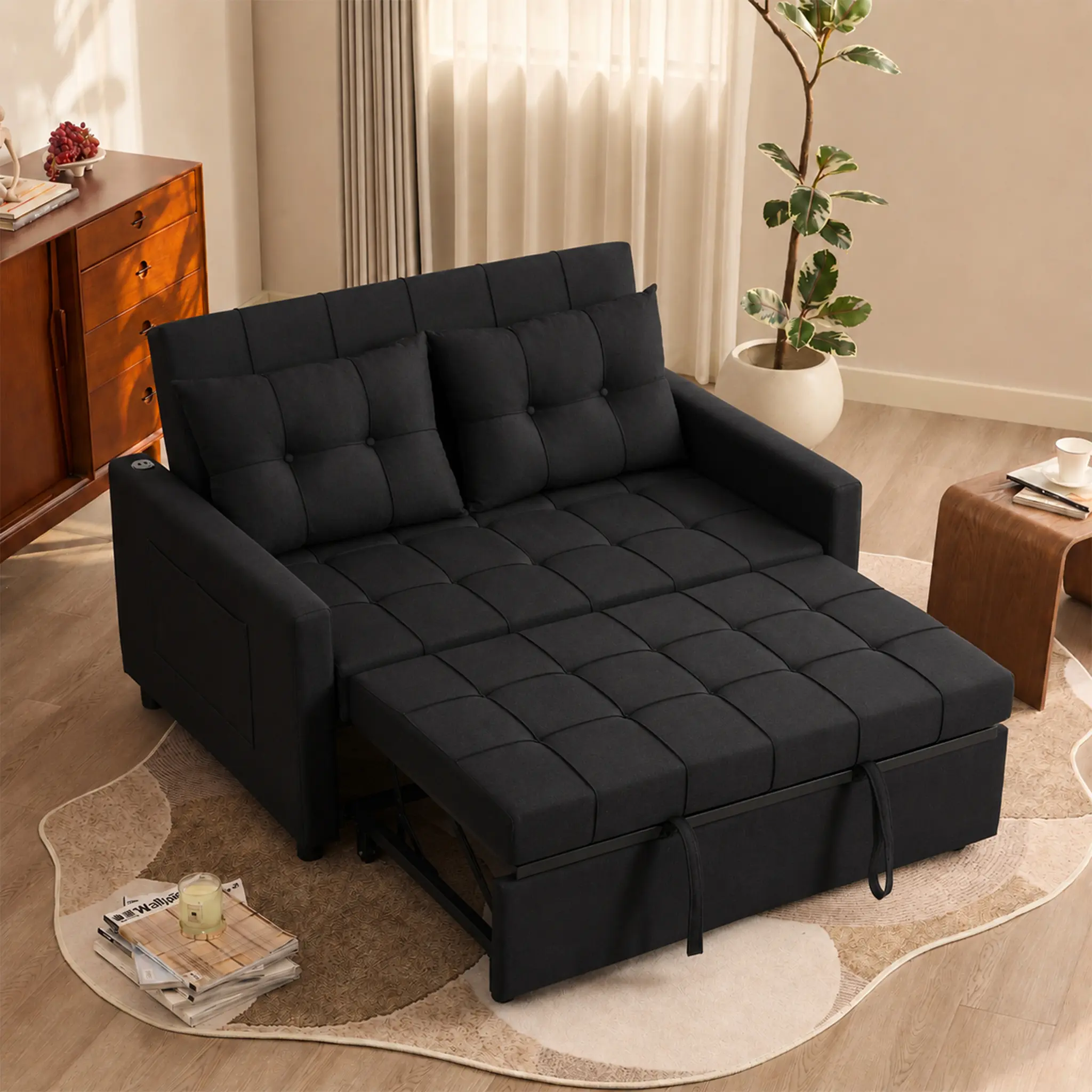 GOSUHI 52" Sleeper Sofa Bed, Light Gray