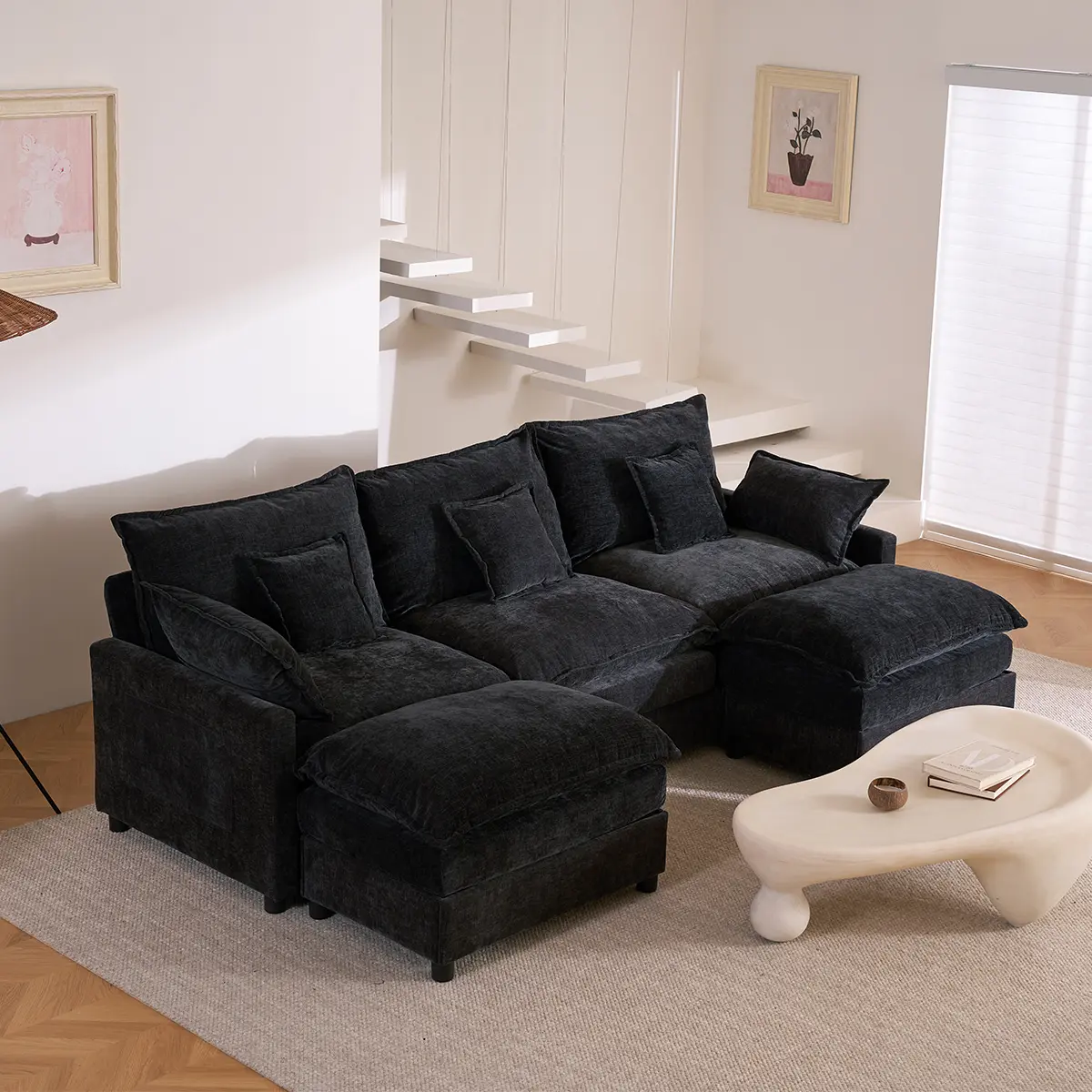 GOSUHI 108" U-Shaped Modular Sectional Sofa
