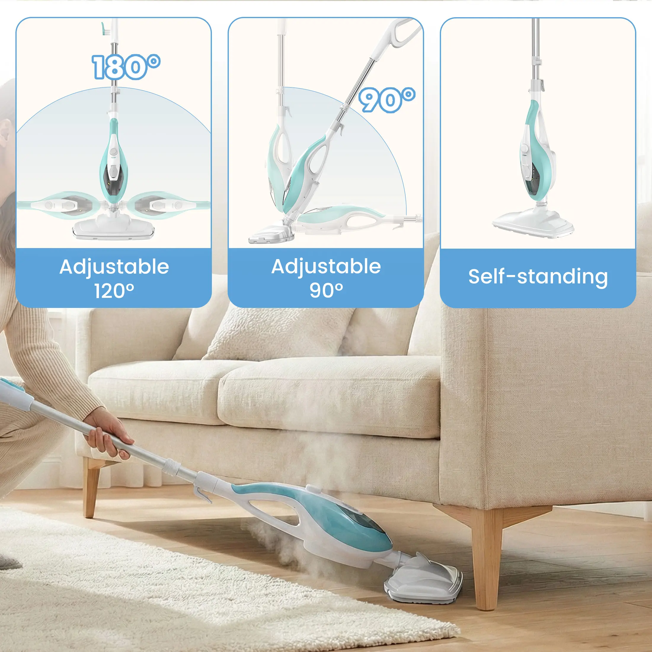 Flexible steam mop head
