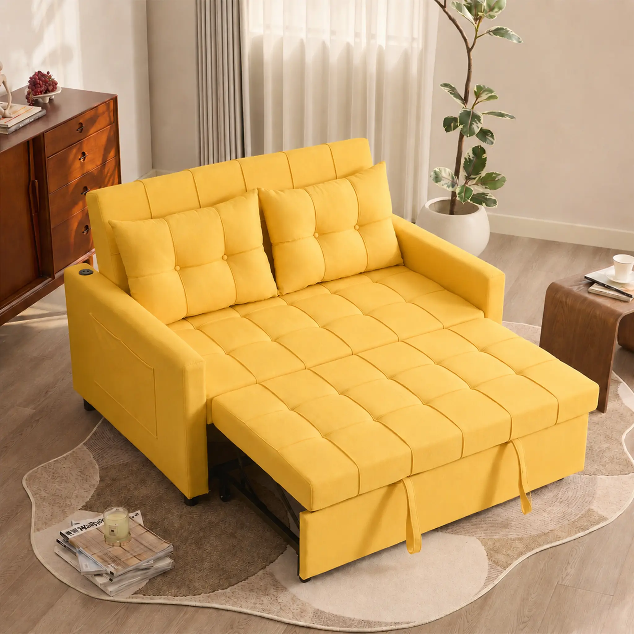 GOSUHI 52" Sleeper Sofa Bed, Light Gray