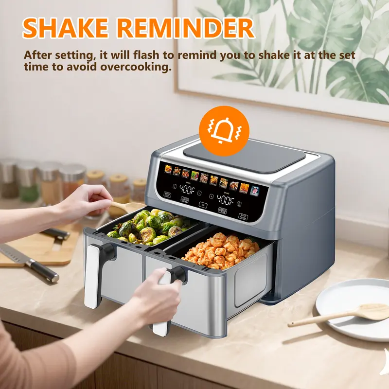 Sweetcrispy 9-Quart Dual Basket Air Fryer with Digital Double Zone Cooking