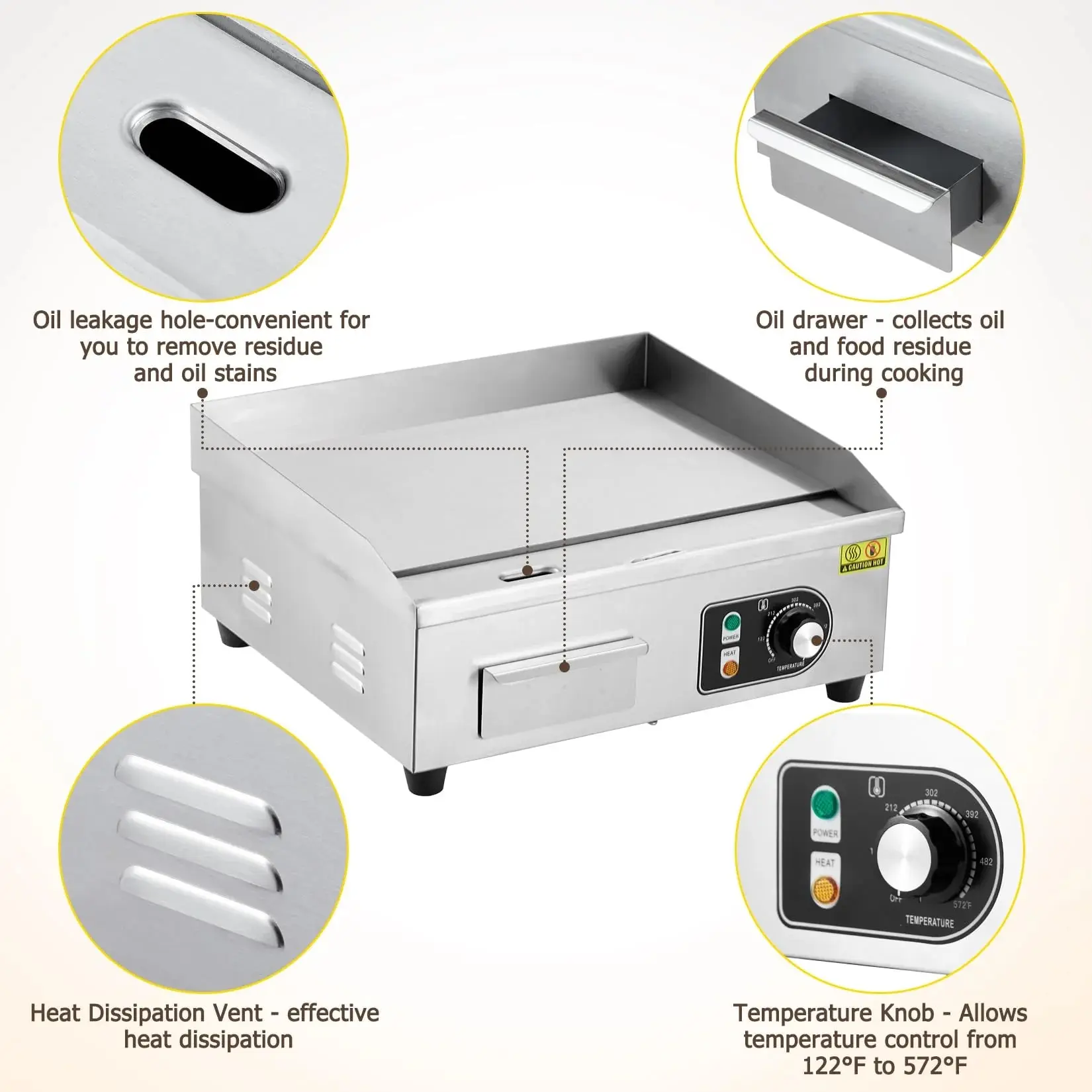 Commercial Electric Griddle 14–30 in 1500W–3000W Stainless