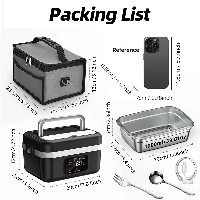 Rechargeable Cordless Self-Heating Lunch Box BX88