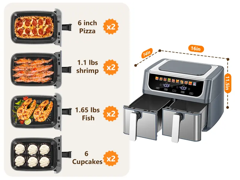 Air fryer easy-view windows
