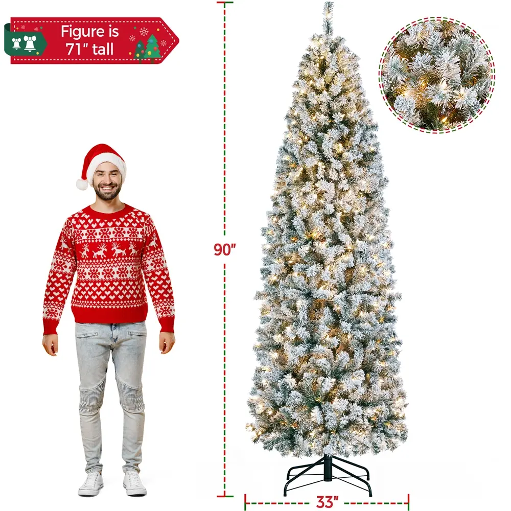 Artificial Christmas tree - Pencil Flocked Green-9FT