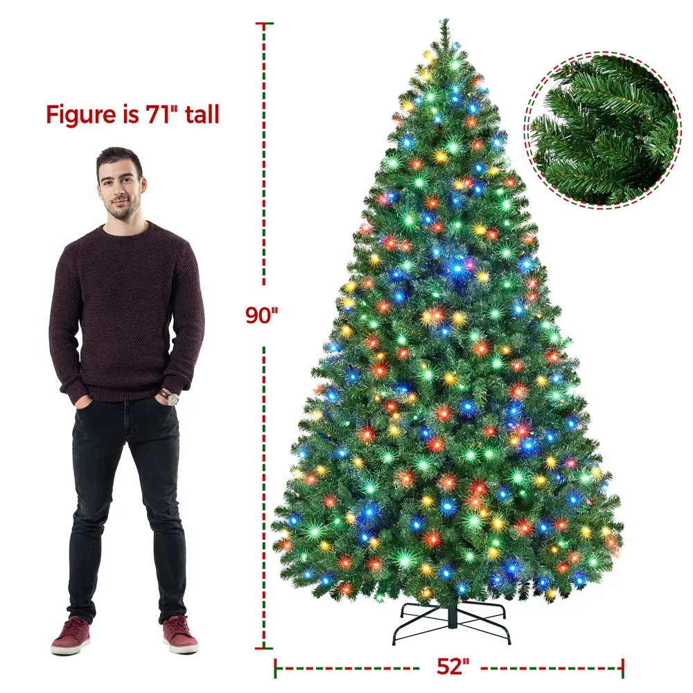 Artificial Christmas tree - Multicolored Green LED-7.5FT