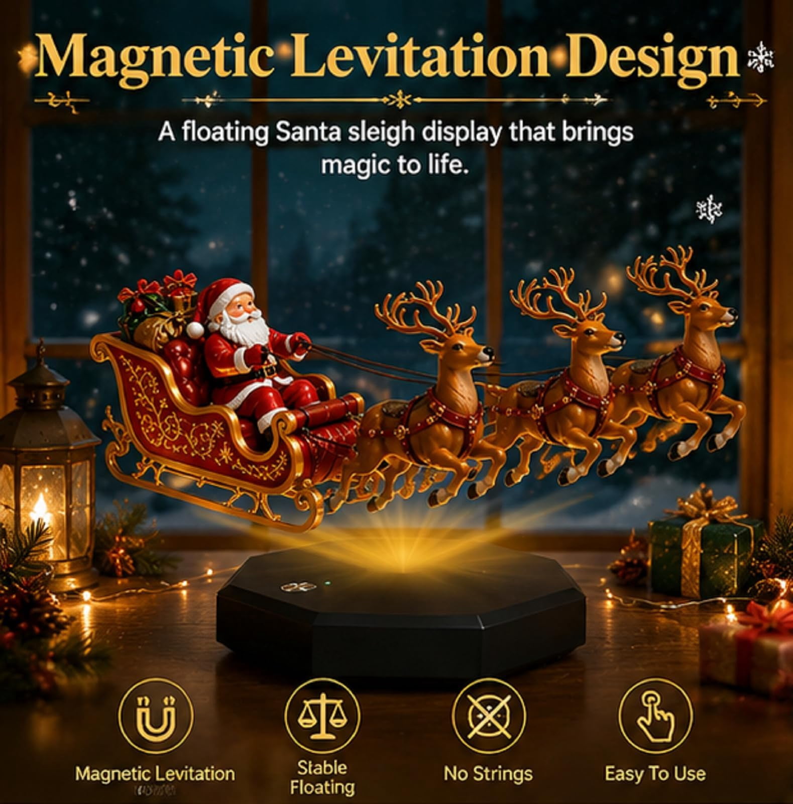 Warm LED Santa sleigh and reindeer decoration product photo 2