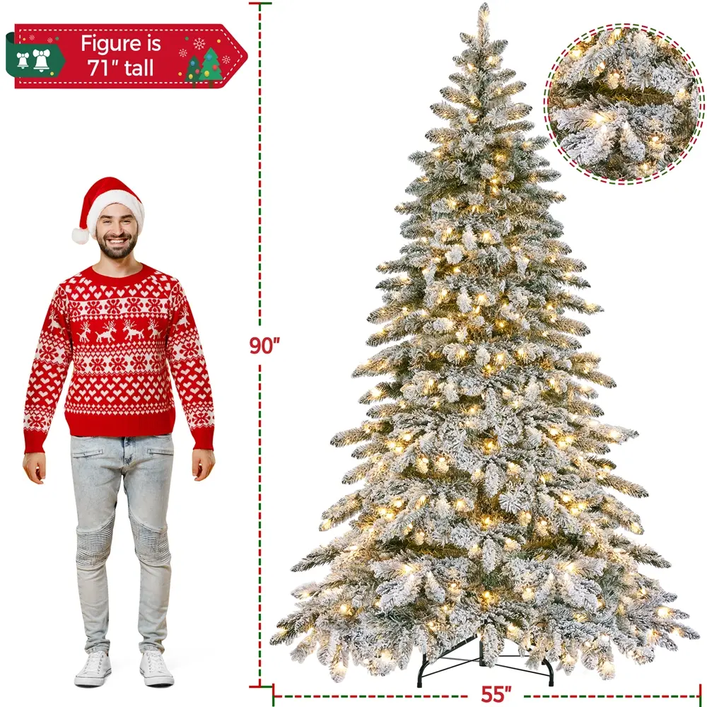 Artificial Christmas tree - Layered Flocked Green-7.5FT