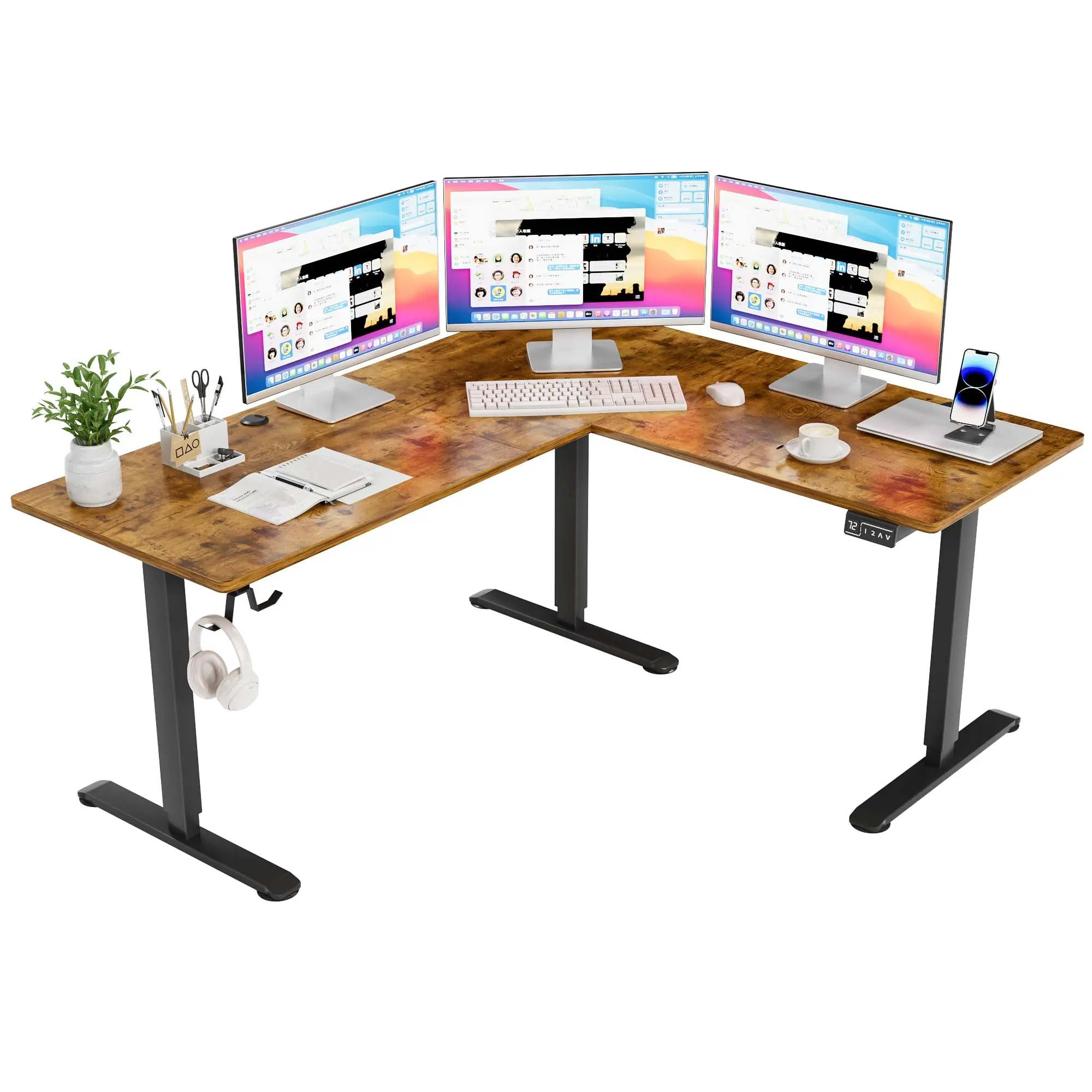 Furmax L Shaped Standing Desk 63x55 in Electric