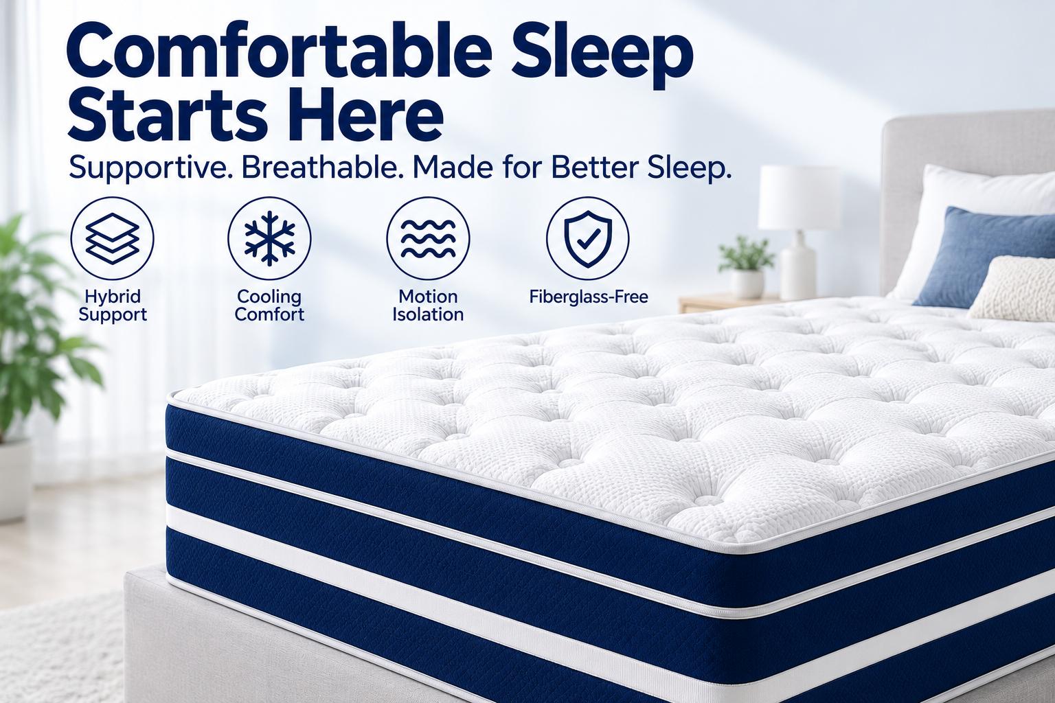 FVBEAYA 12/14-Inch Twin, Full, Queen, King, Memory Mattress with Independent Springs, Provides Pressure Relief, Motion Isolation and Firm Edges, Medium Firmness, Breathable and Washable,  Spring Mattress in a box ,Gel infuse memory foam, Memory Foam Mattr