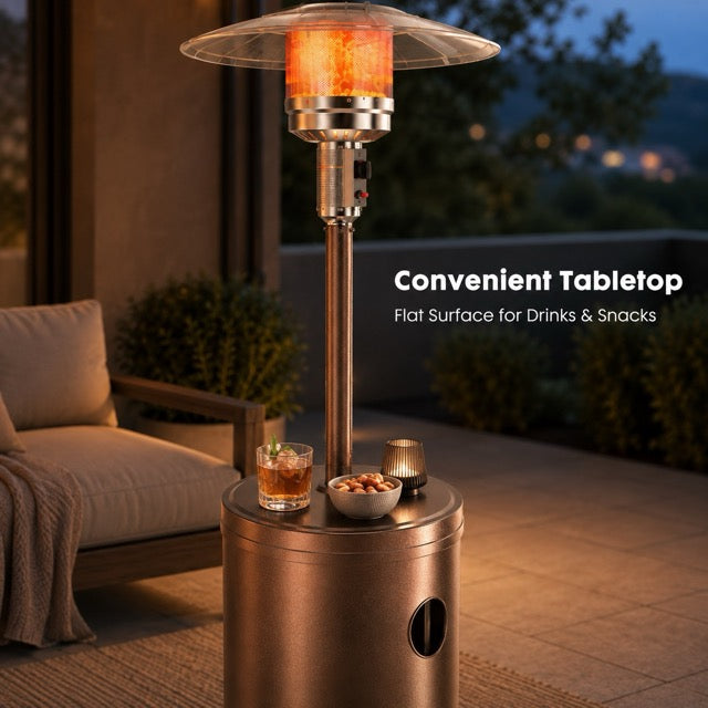 Patio heater with tabletop