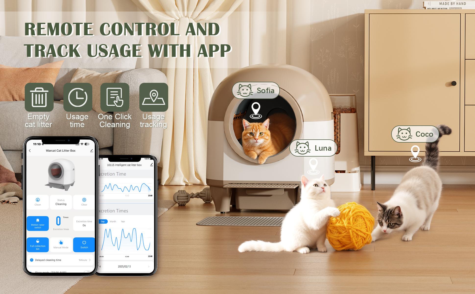 Smart litter box app control