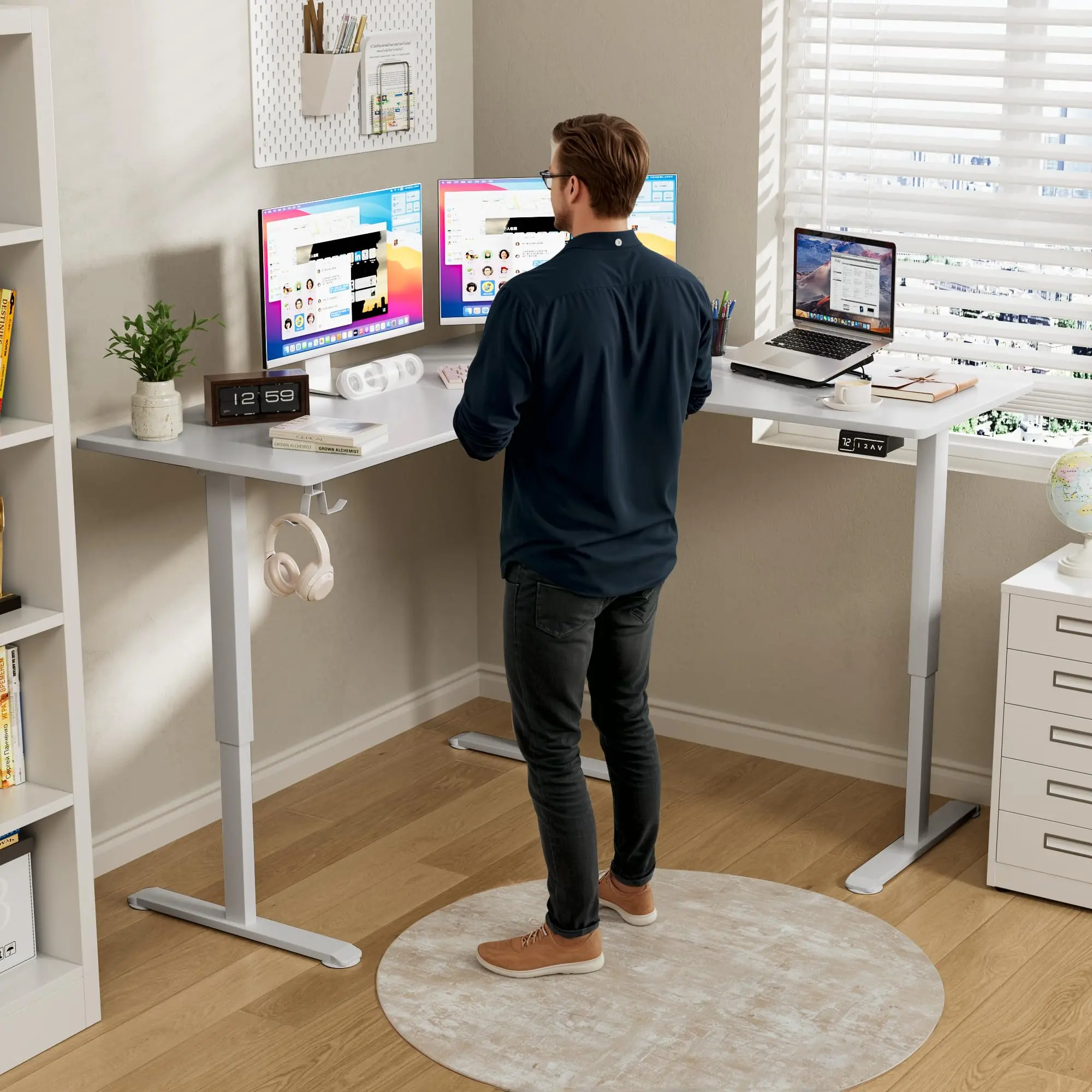 Furmax L Shaped Standing Desk 63x55 in Electric