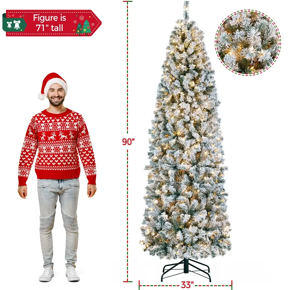 Artificial Christmas tree - Pencil Flocked Green-7.5FT