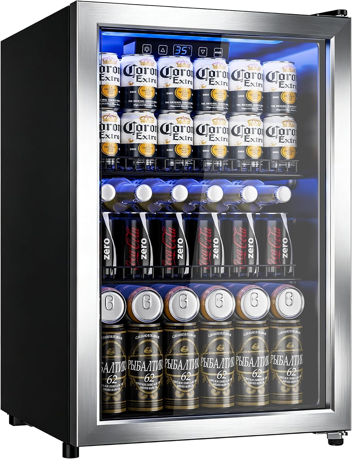 Low-E glass beverage refrigerator door