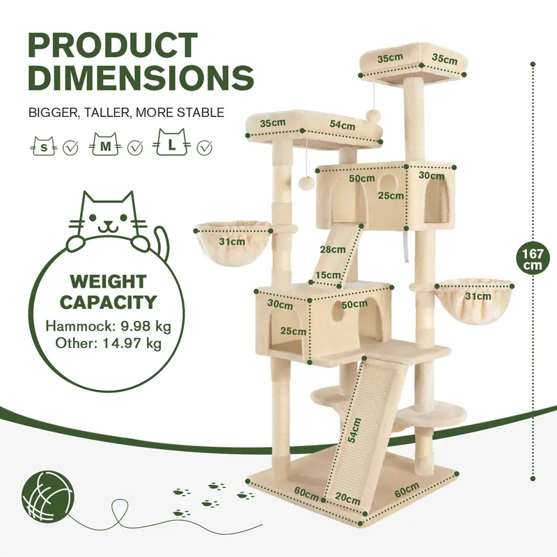 Cat tree tower - Beige-65 inches