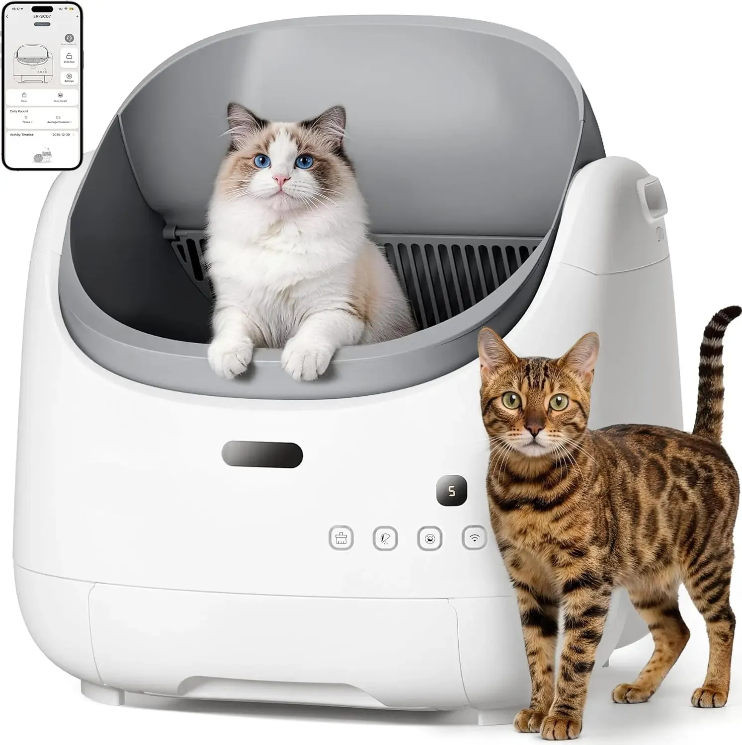 (SC07) Thereye Automatic Self-Cleaning Cat Litter Box with APP Control & Odor Management