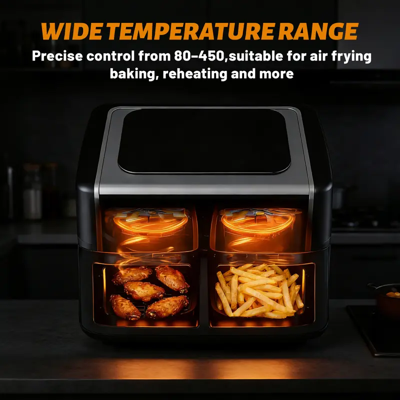 Sweetcrispy 9-Quart Dual Basket Air Fryer with Digital Double Zone Cooking