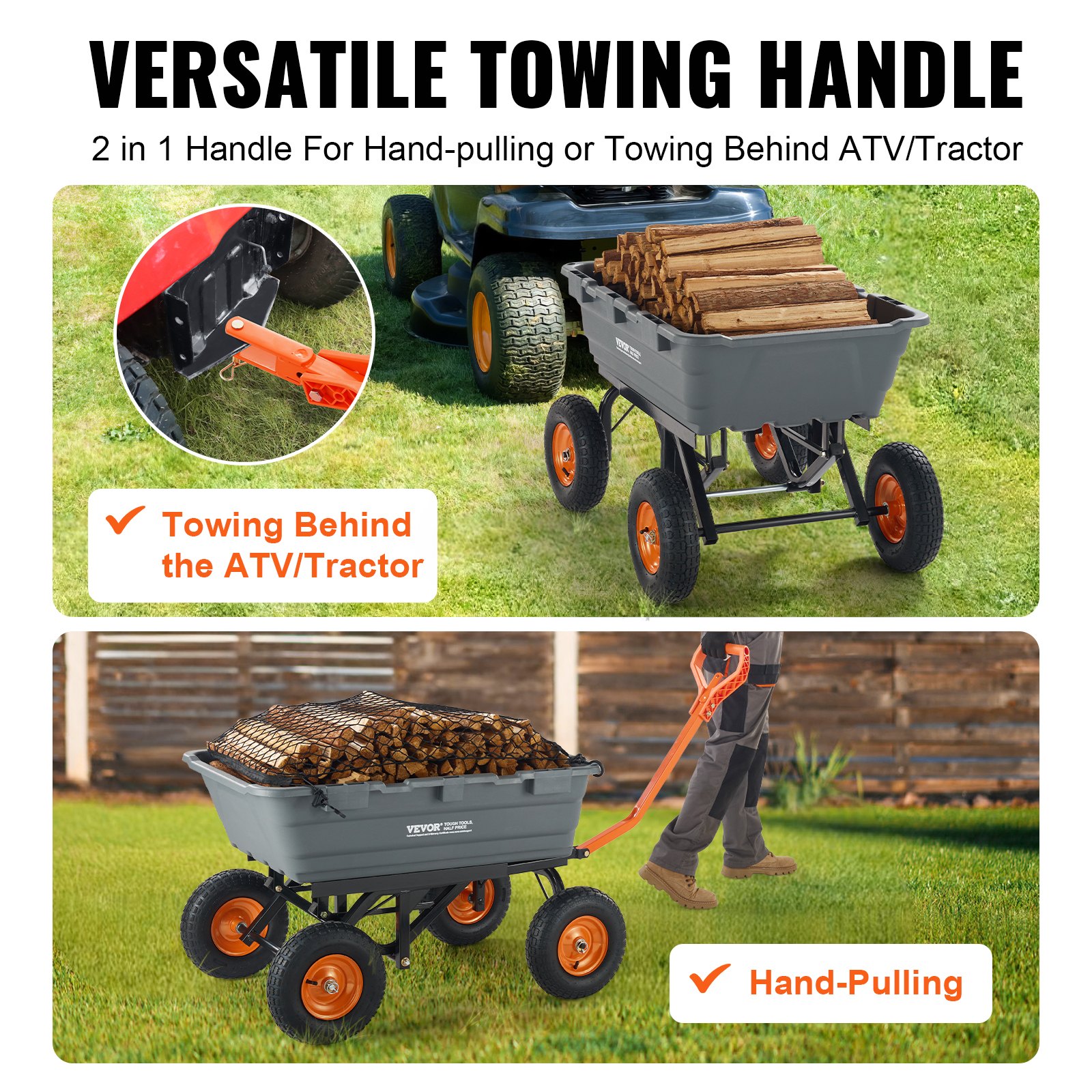 2-in-1 pull and tow handle