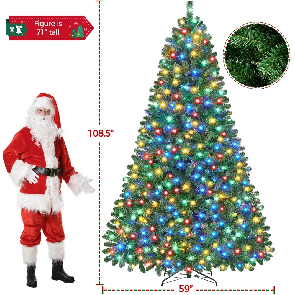 Artificial Christmas tree - Multicolored Green LED-9FT