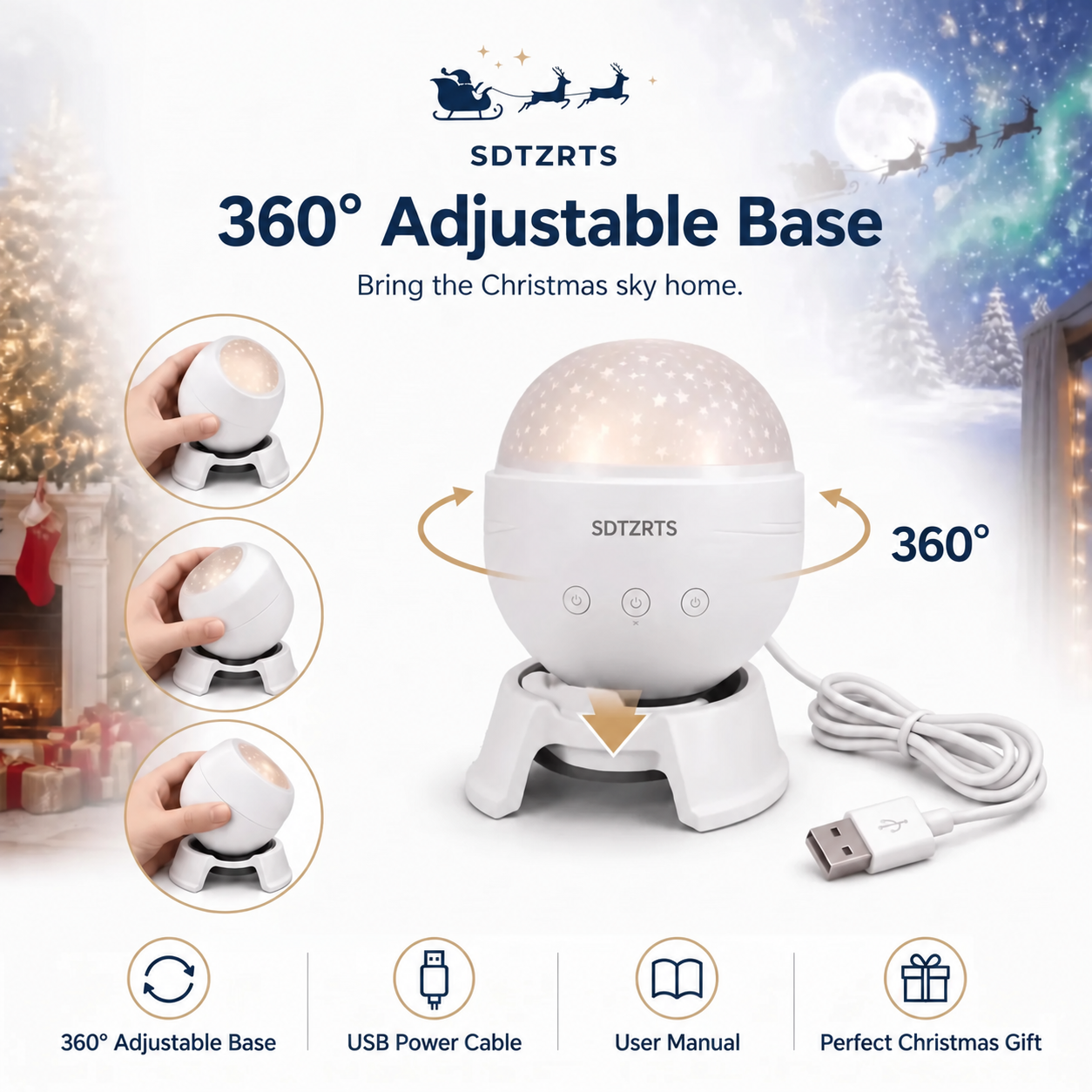 Sdtzrts Christmas Sky Projector – Santa, Aurora & Snow Effects with Remote Timer
