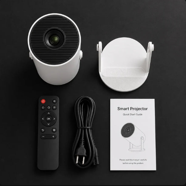 Projector kit with remote, power cable and guide