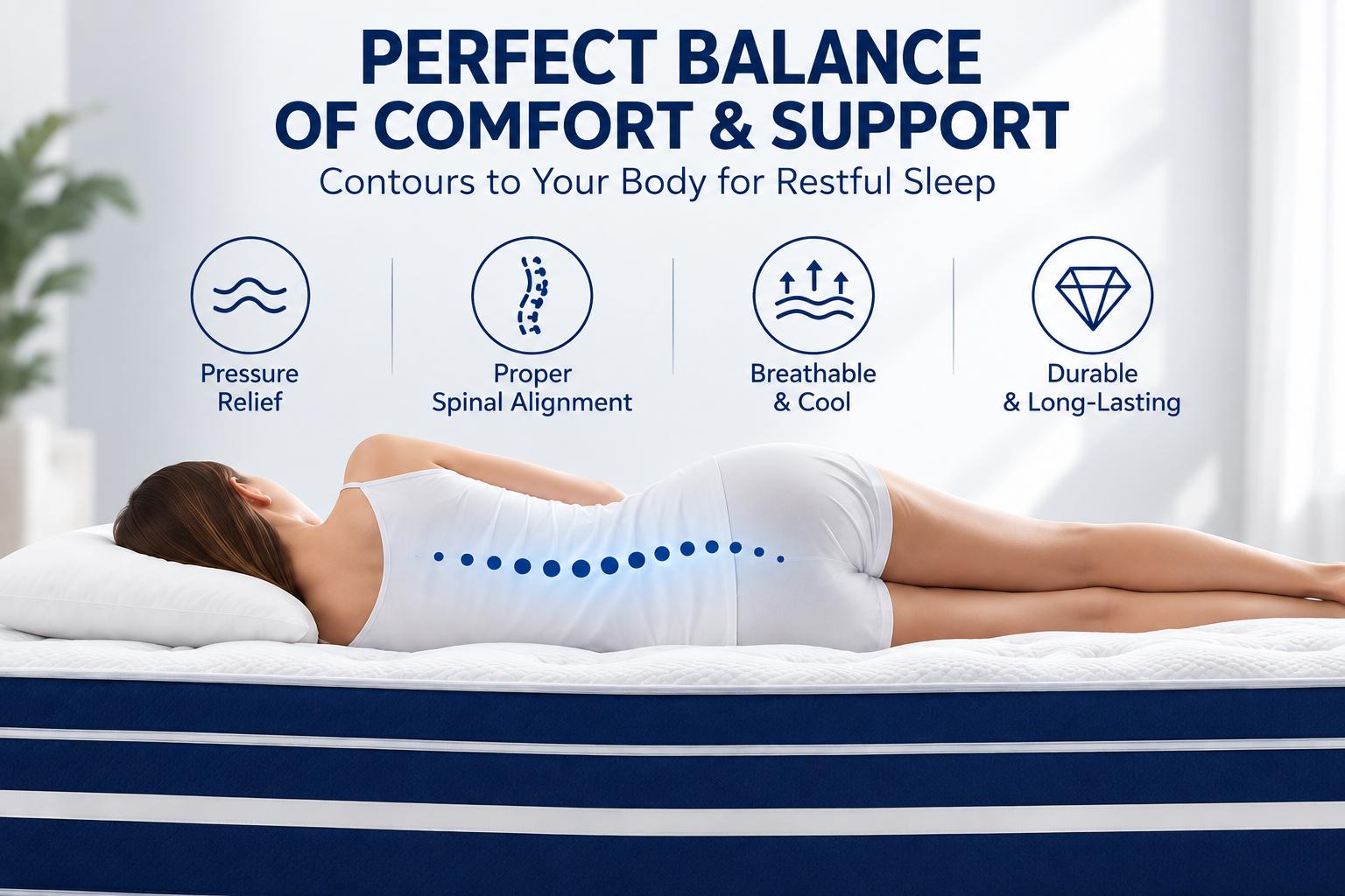 FVBEAYA 12/14-Inch Twin, Full, Queen, King, Memory Mattress with Independent Springs, Provides Pressure Relief, Motion Isolation and Firm Edges, Medium Firmness, Breathable and Washable,  Spring Mattress in a box ,Gel infuse memory foam, Memory Foam Mattr