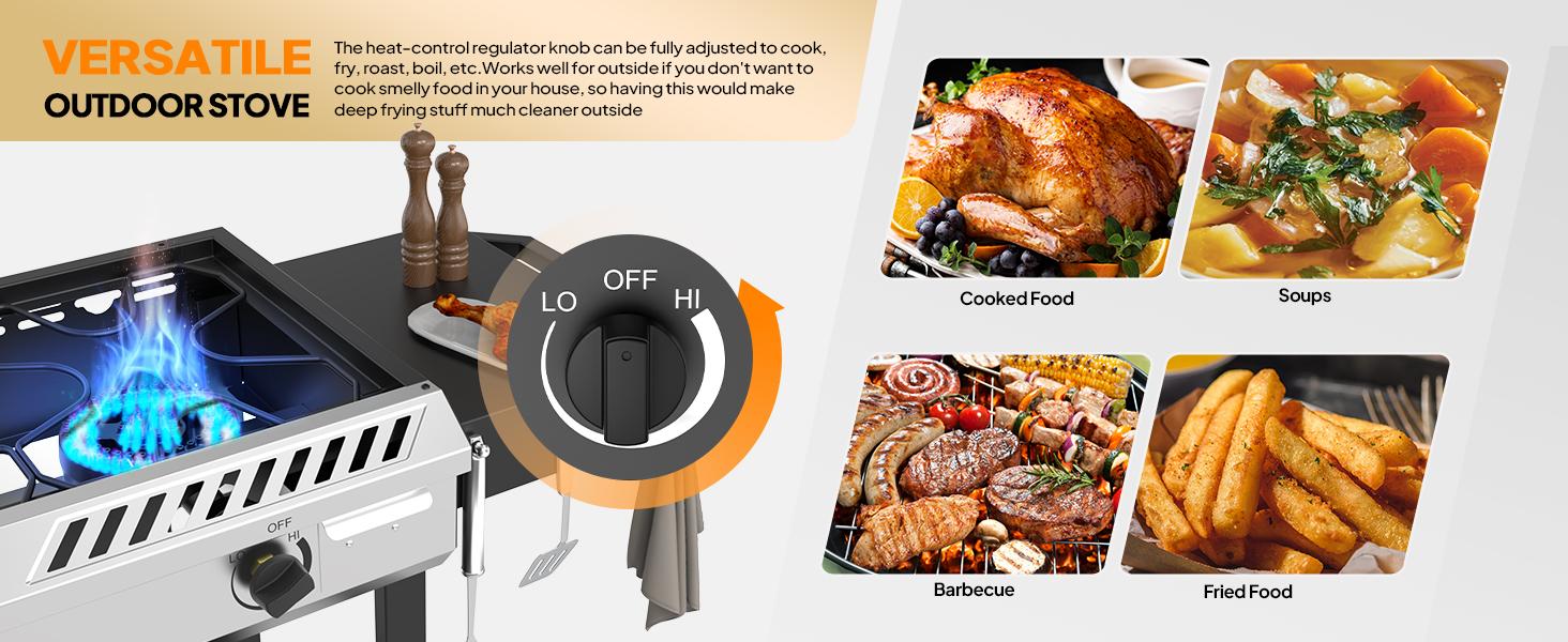 Adjustable flame control for outdoor cooking