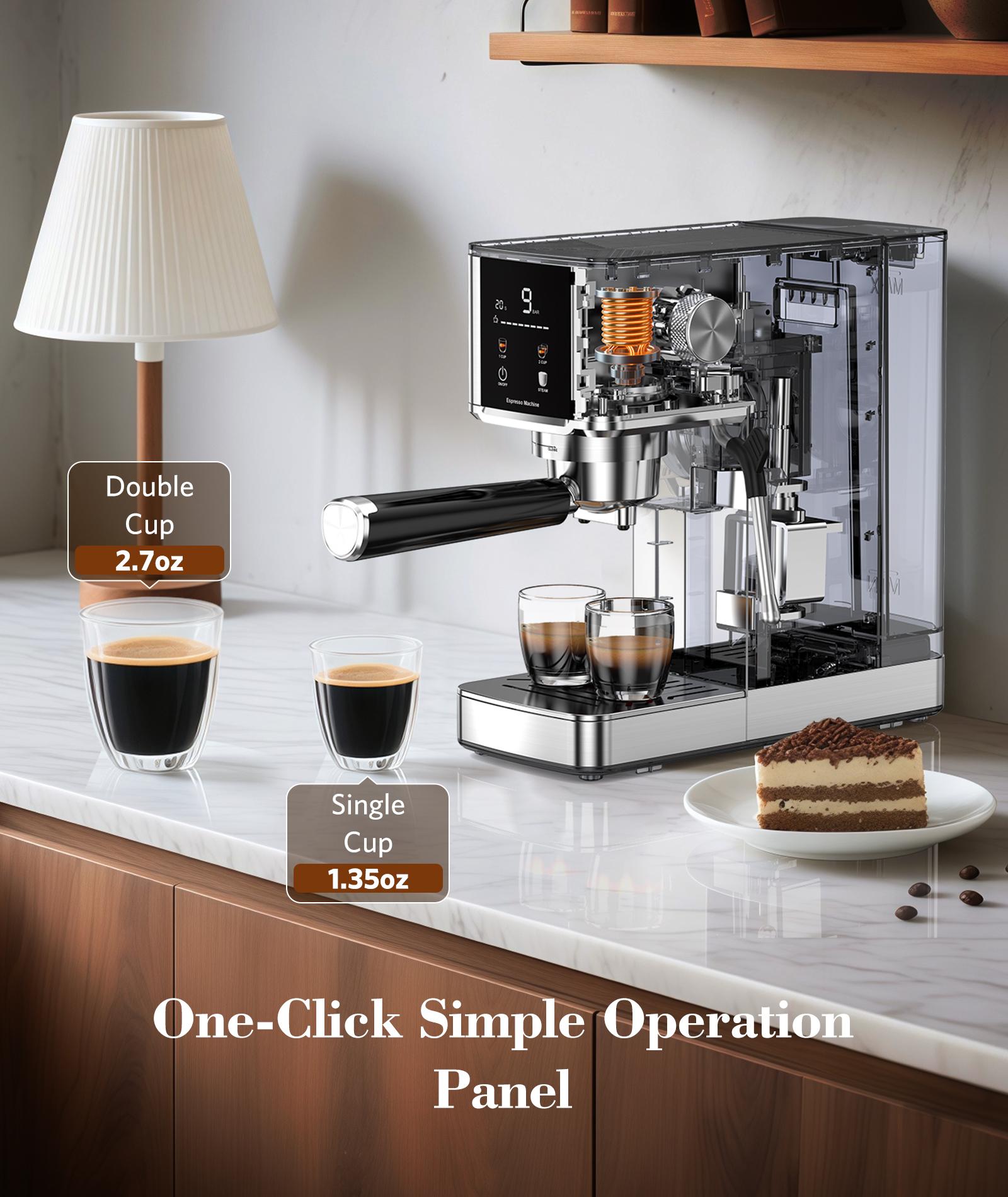 Stainless steel home espresso machine