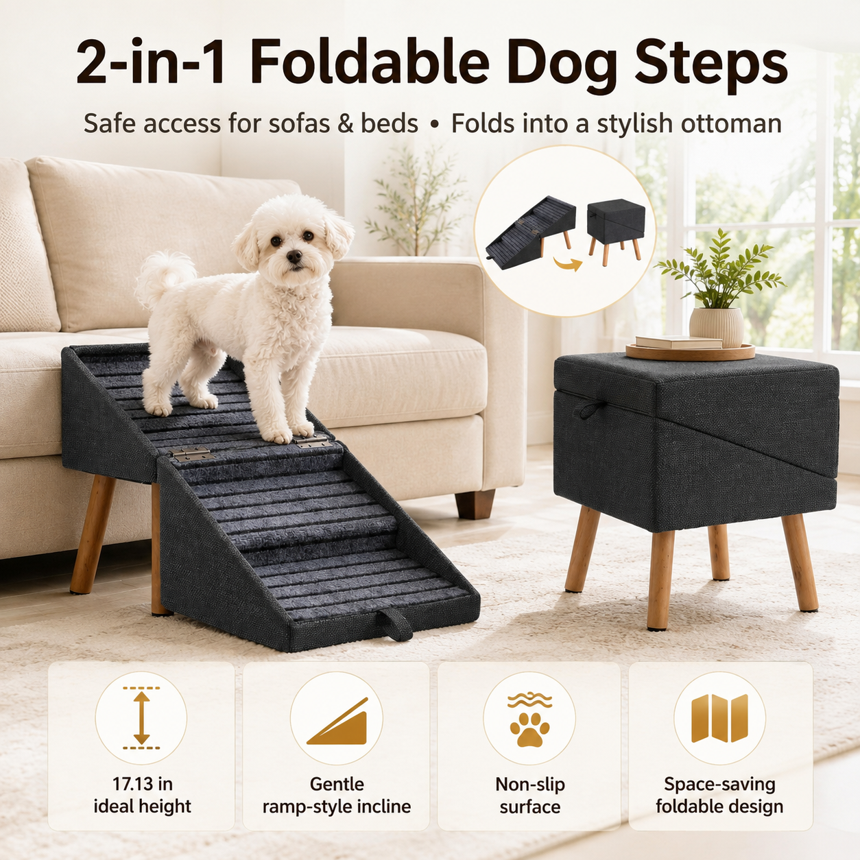Convertible dog ramp and ottoman