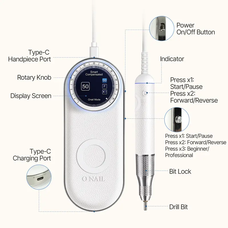 Onail Pro Max Nail Drill 50,000 RPM USB-C Handpiece
