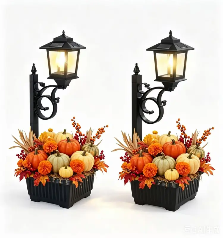 Solar post light with planter product image 1
