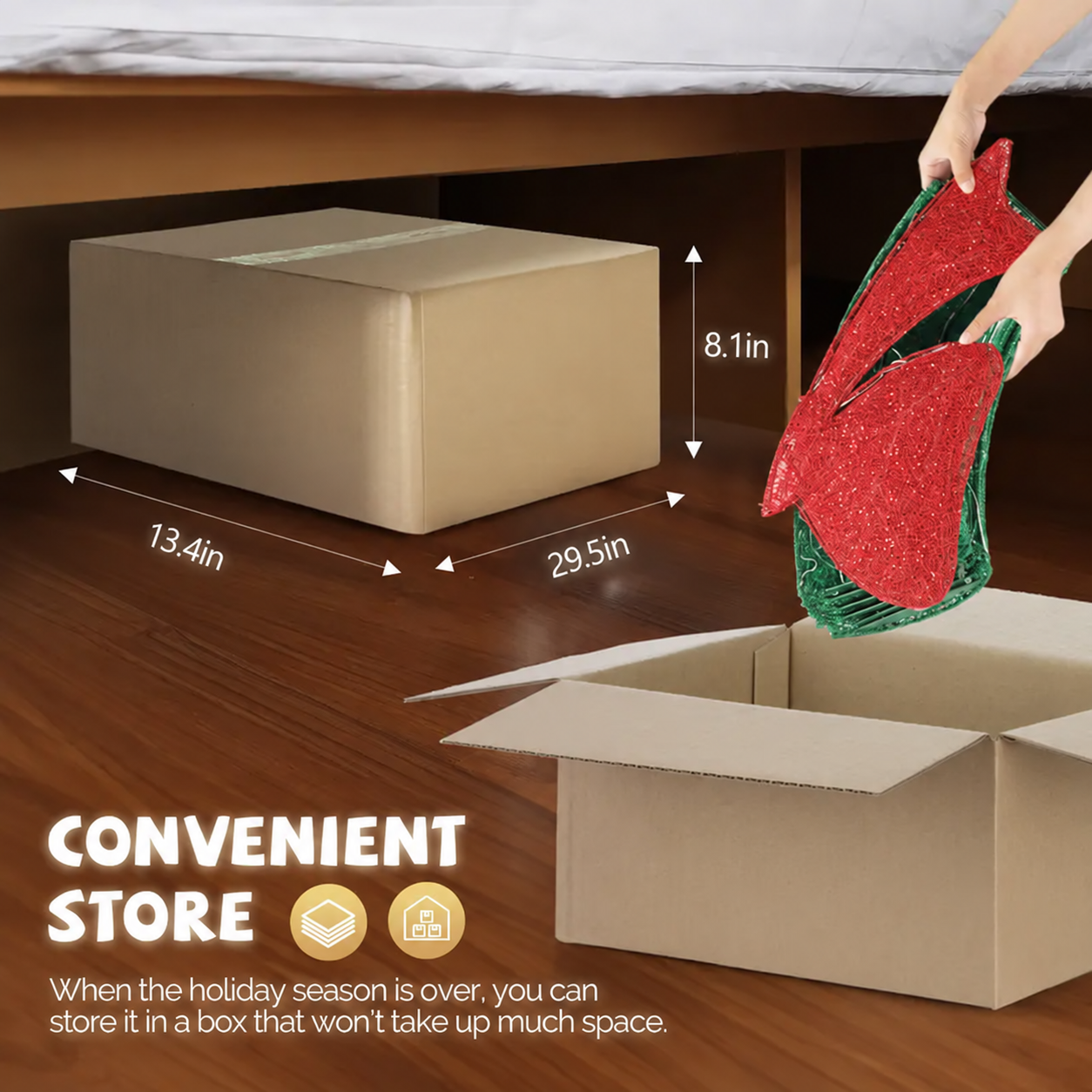 Sectional Christmas wreath and compact storage