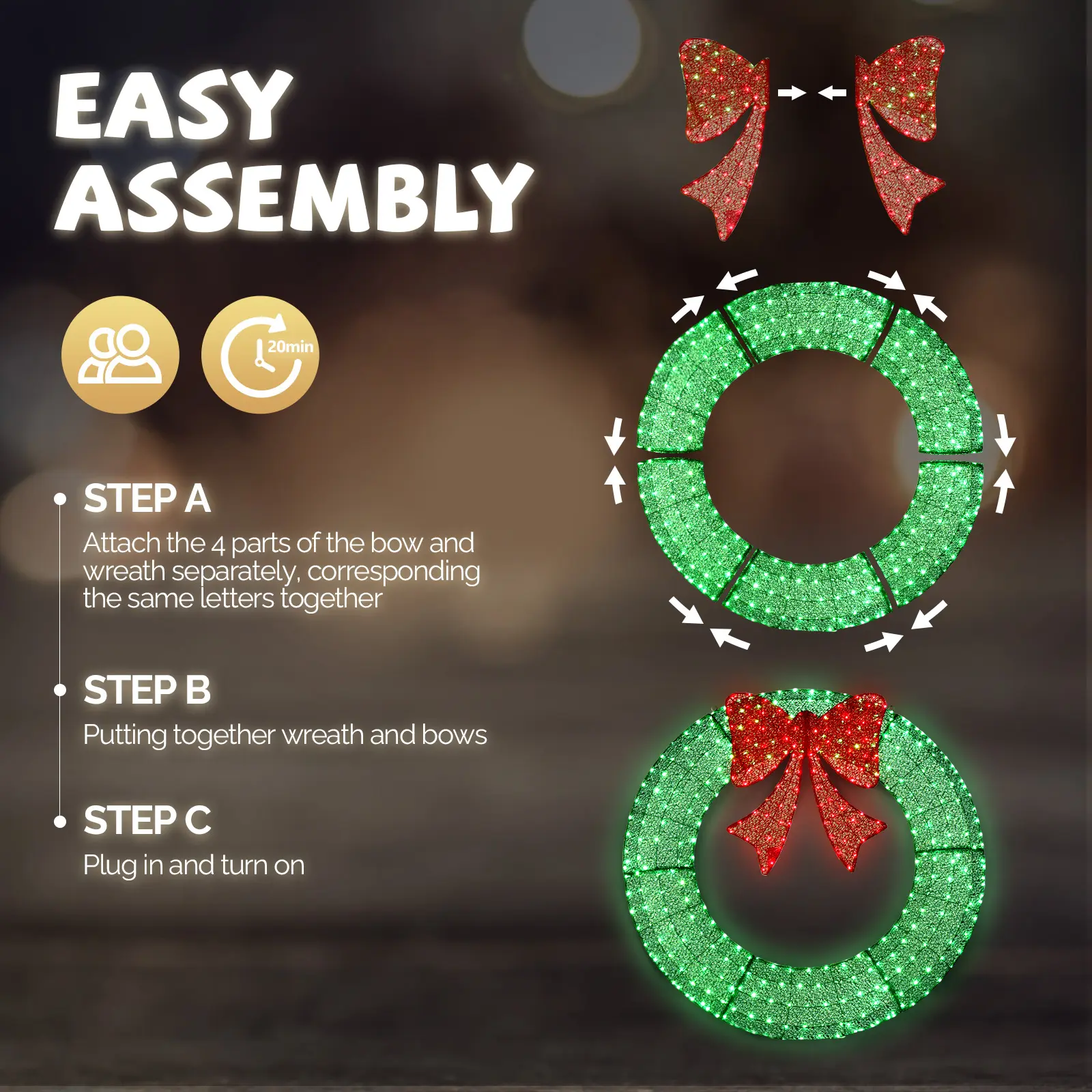 VINGLI illuminated wreath product detail photo 5