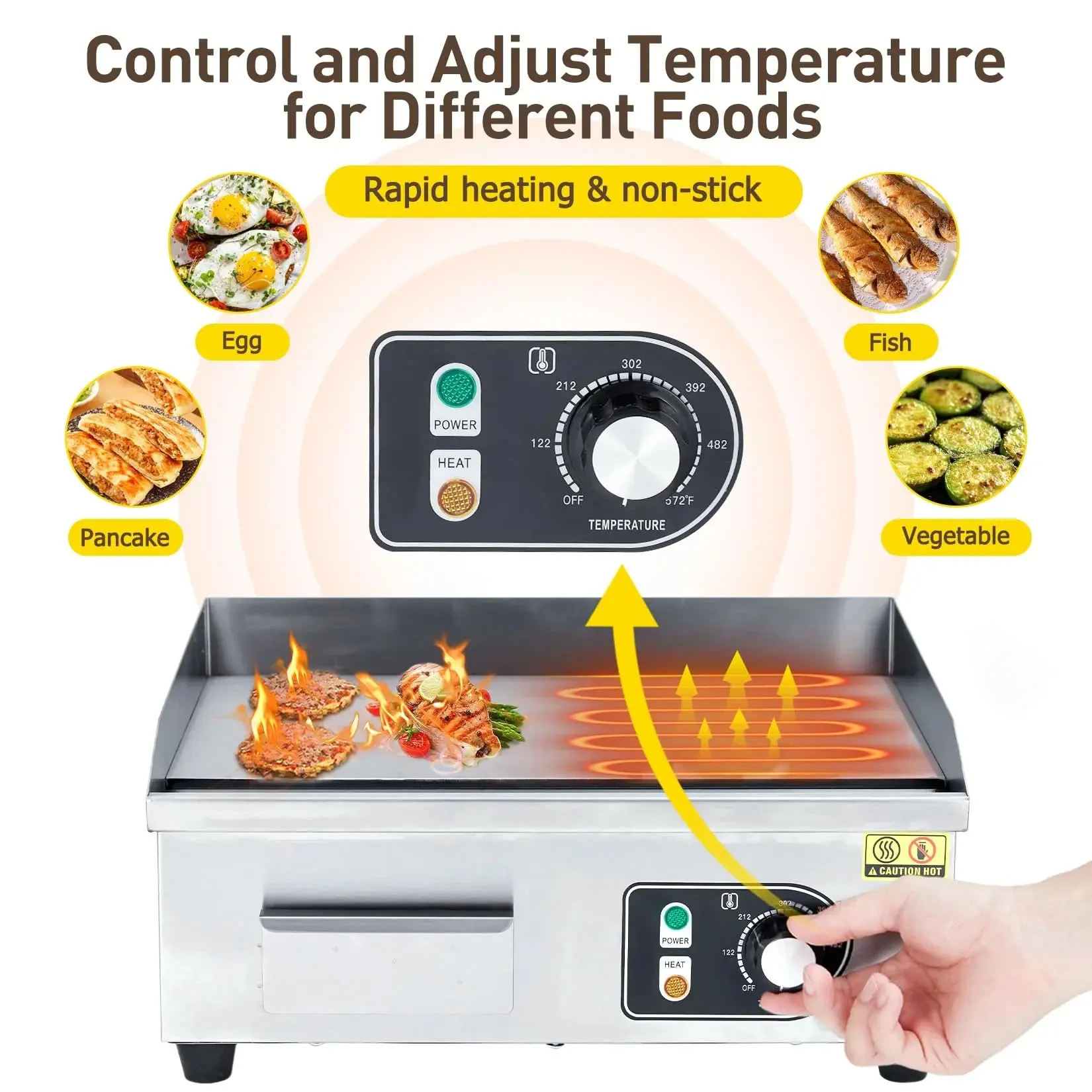 Commercial Electric Griddle 14–30 in 1500W–3000W Stainless