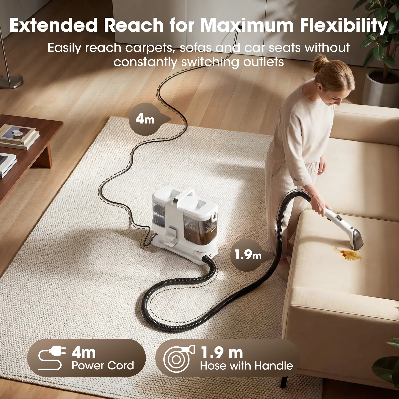 Lubluelu Spot Cleaner for Carpets & Upholstery 450W 13.5KPa
