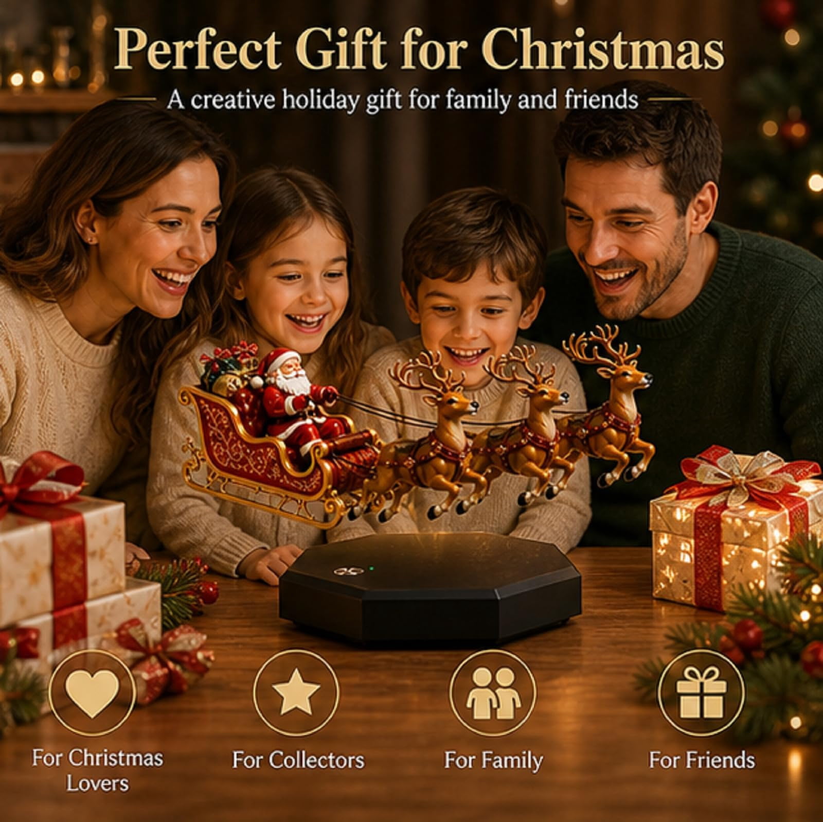 Warm LED Santa sleigh and reindeer decoration product photo 6