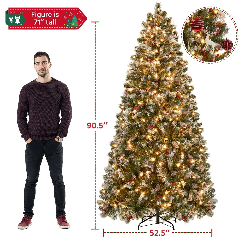 Artificial Christmas tree - Pinecones with lights-7.5FT