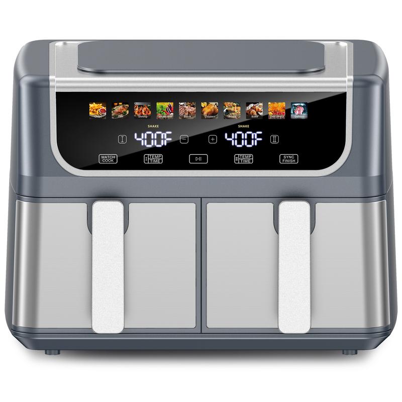Sweetcrispy 9-Quart Dual Basket Air Fryer with Digital Double Zone Cooking