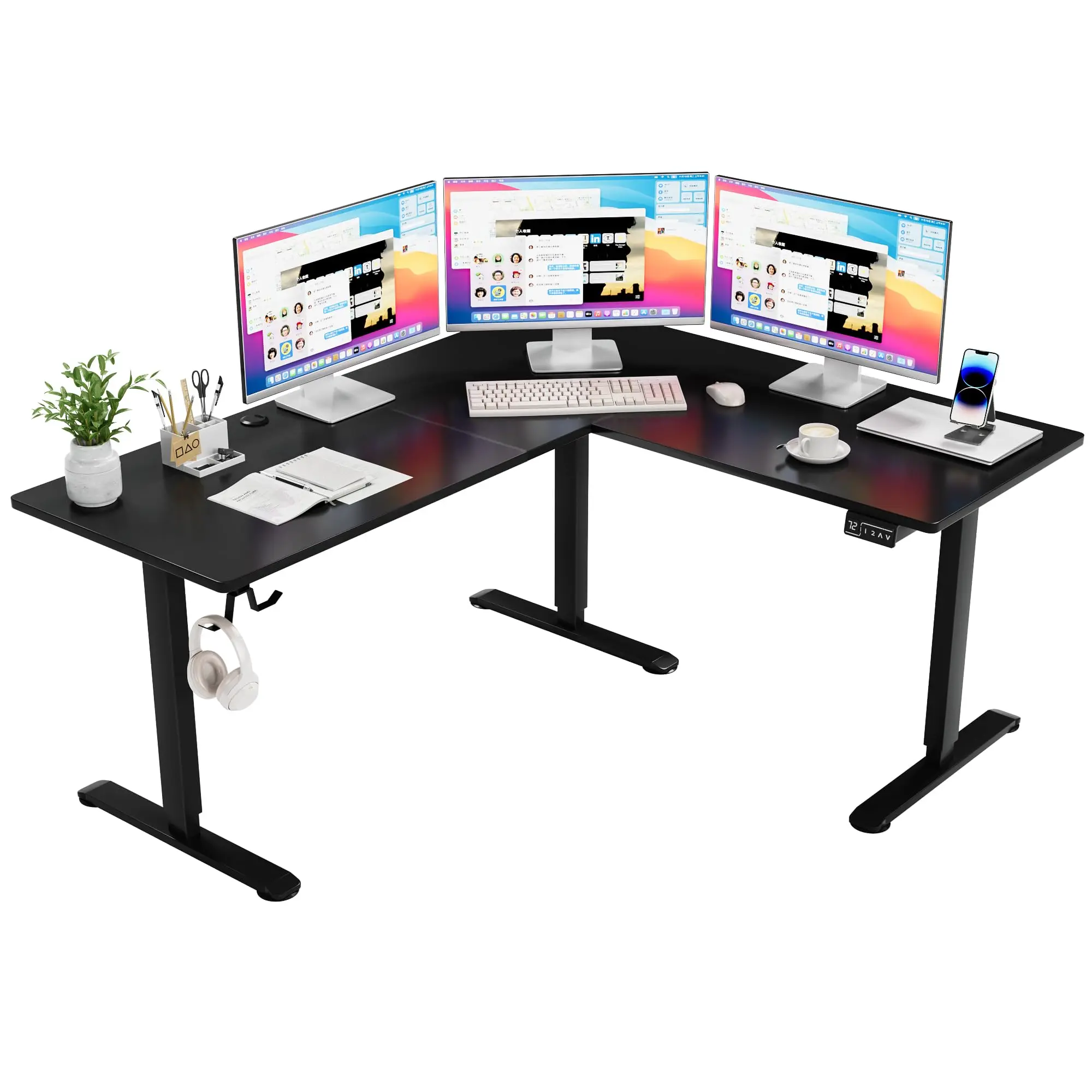 Furmax L Shaped Standing Desk 63x55 in Electric